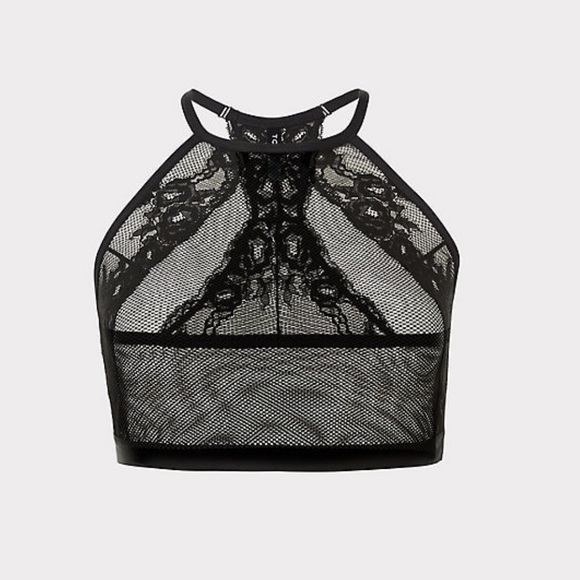 Torrid black mesh & Lace Halter Racerback Bralette - Picture 4 of 4